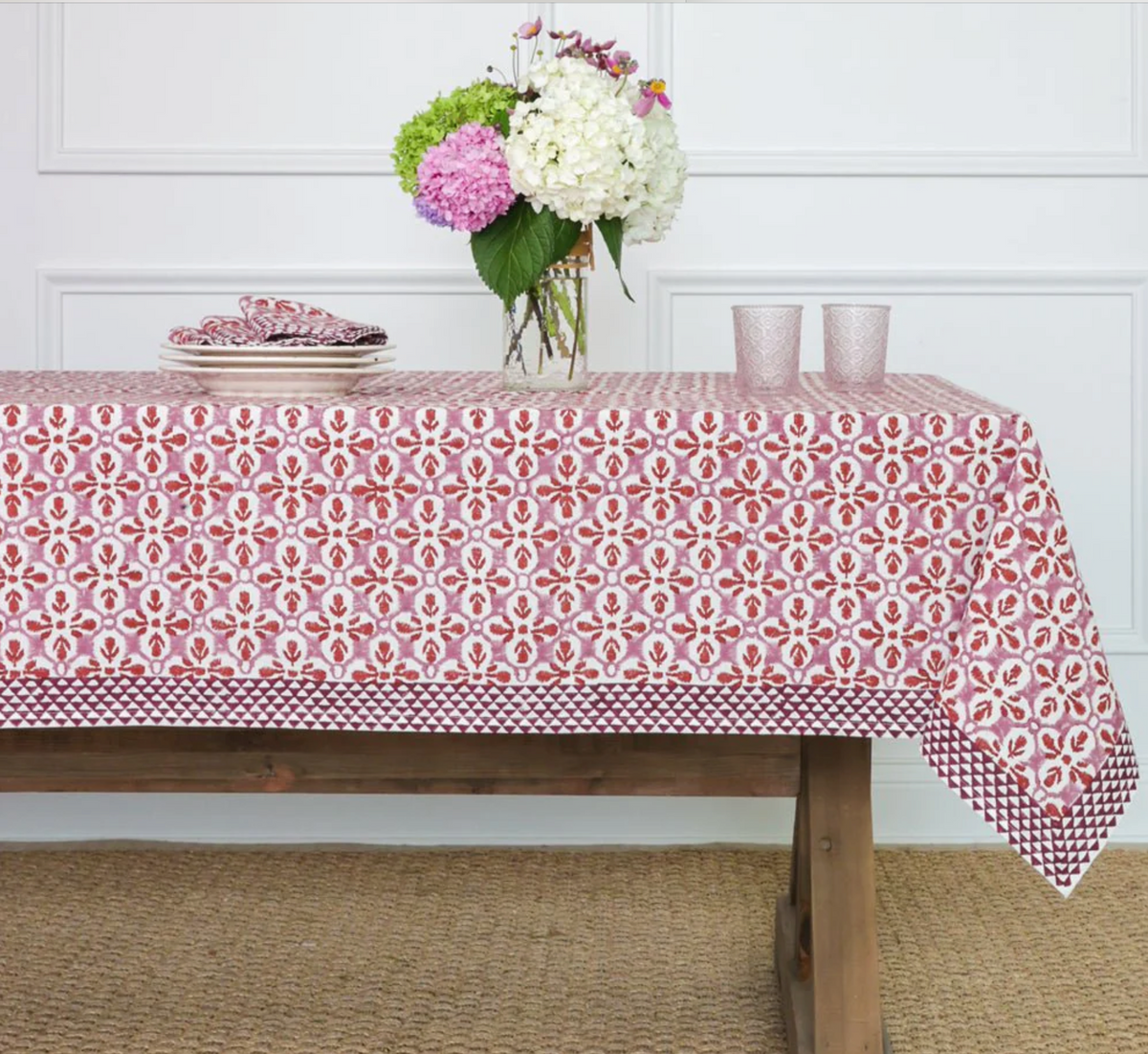 FLEUR DE LIS ROSE TABLECLOTH