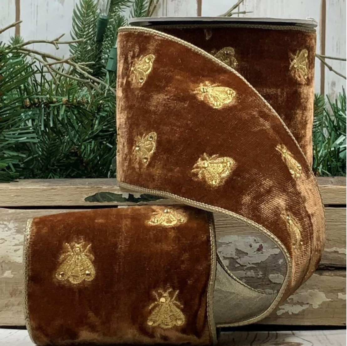 BROWN VELVET BEE RIBBON