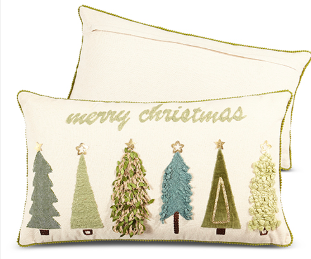 24" MERRY CHRISTMAS TREE PILLOW