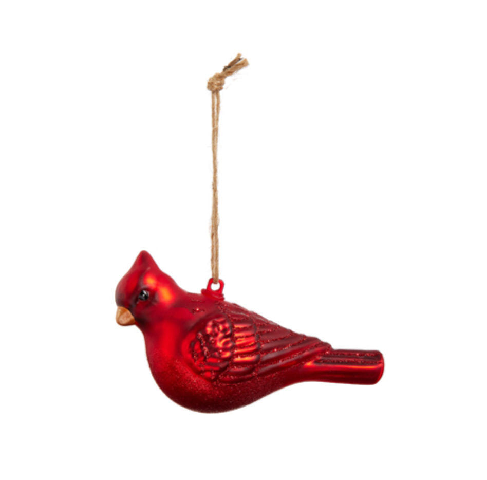 4" GLITTERED CARDINAL ORNAMENT