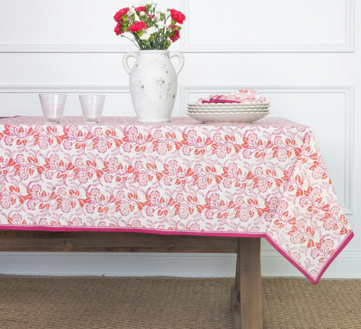 GARDENIA VINE TABLECLOTH - BERRY