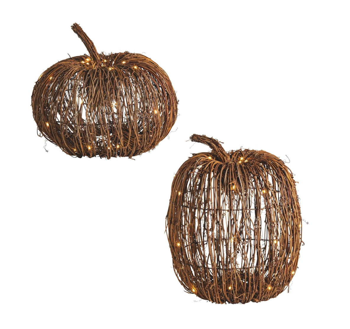 LIGHT-UP RATTAN PUMPKINS