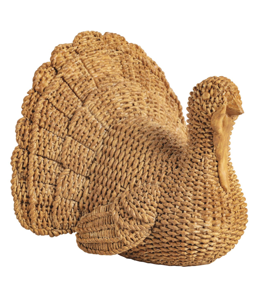 WICKER RESIN TURKEY DECOR