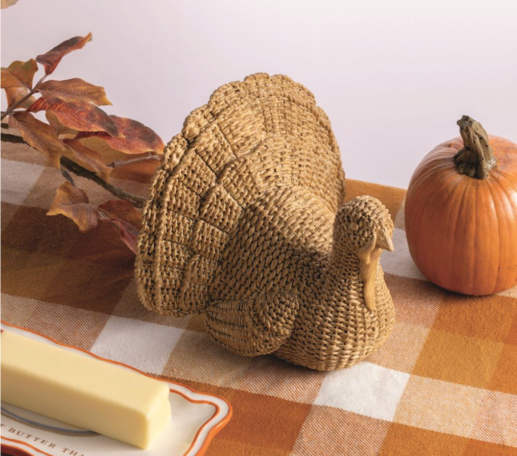 WICKER RESIN TURKEY DECOR