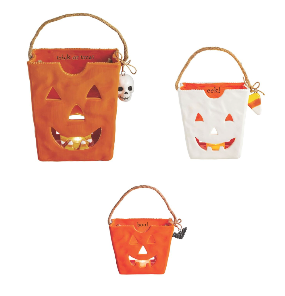 CERAMIC TRICK OR TREAT BAG LANTERN