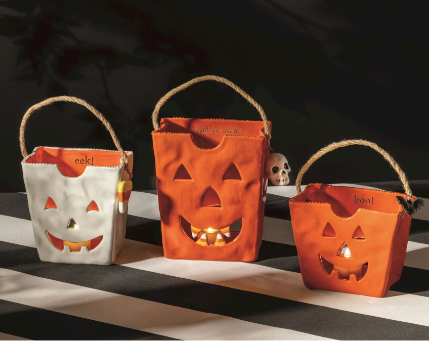 CERAMIC TRICK OR TREAT BAG LANTERN