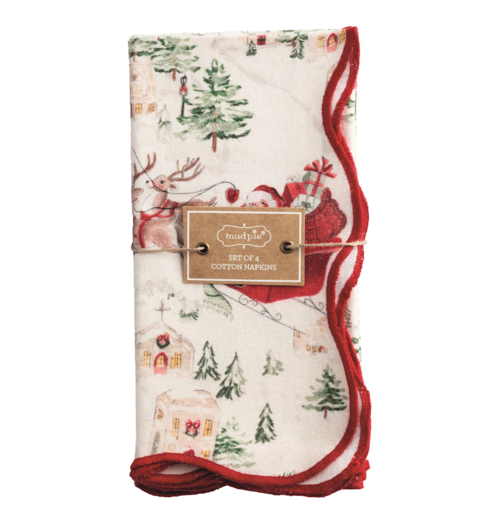 SANTA SCALLOPED NAPKIN SET