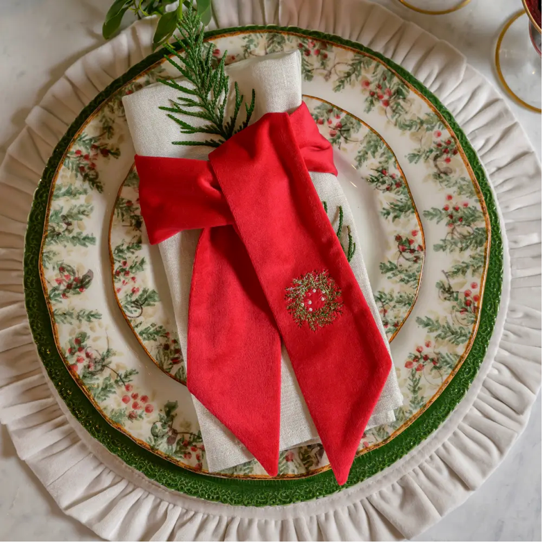 MINI NAPKIN SASH-RED VELVET