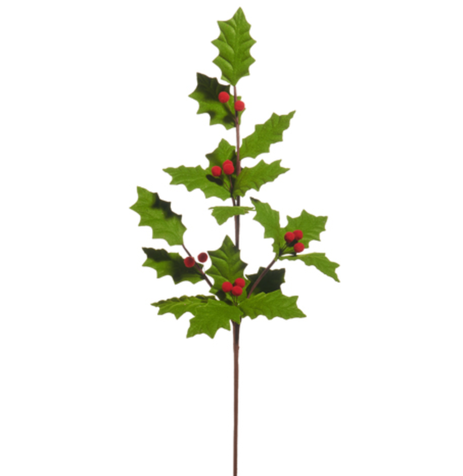 30.5" FELT HOLLY LEAF SPRAY