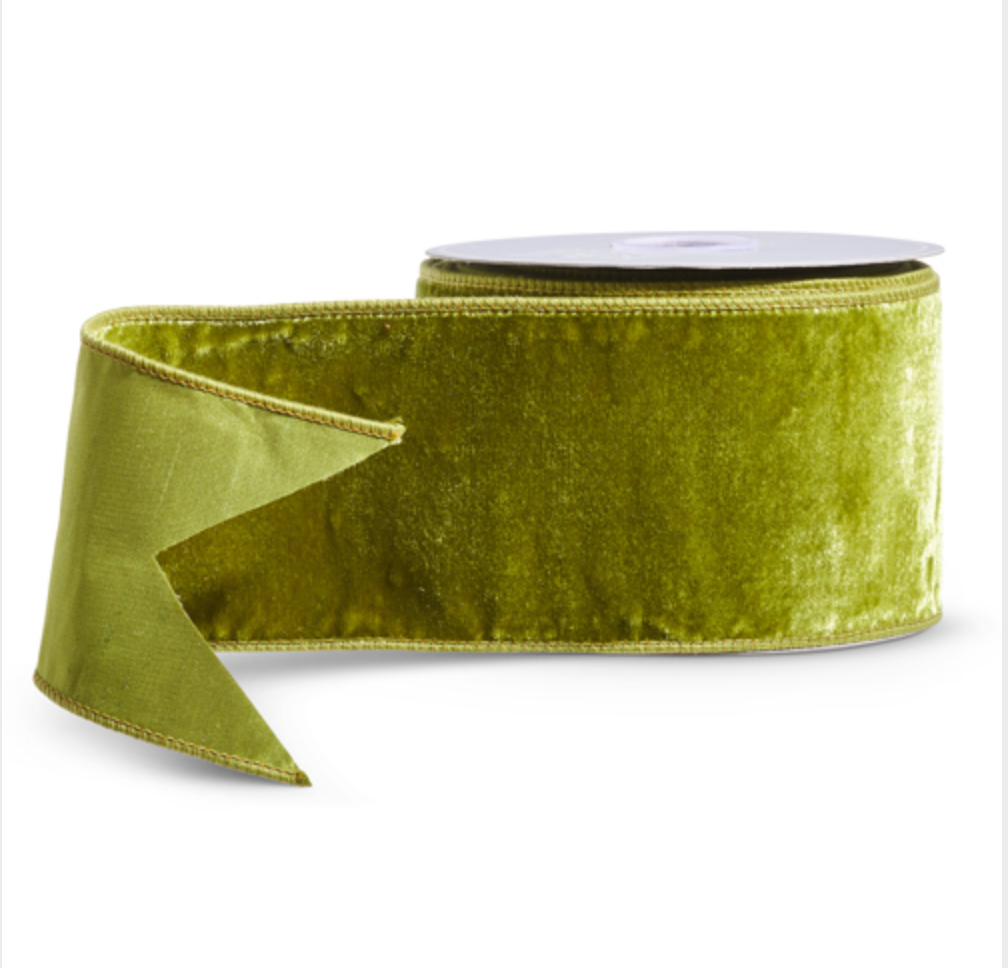 4"x10 YDS APPLE GREEN VELVET RIBBON