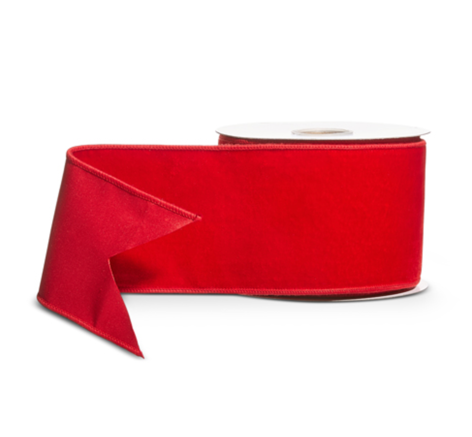 4"x10 YDS RED VELVET WRIED RIBBON
