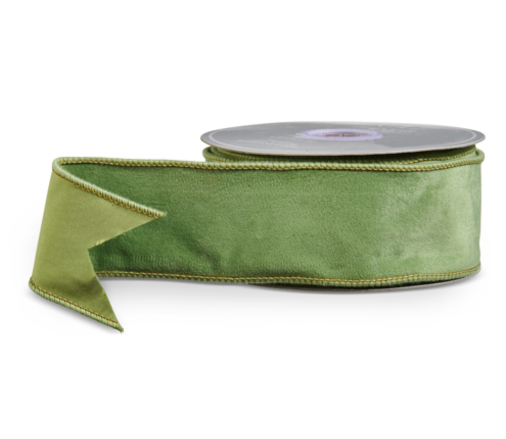 2.5"x10 YDS SAGE GREEN VELVET RIBBON
