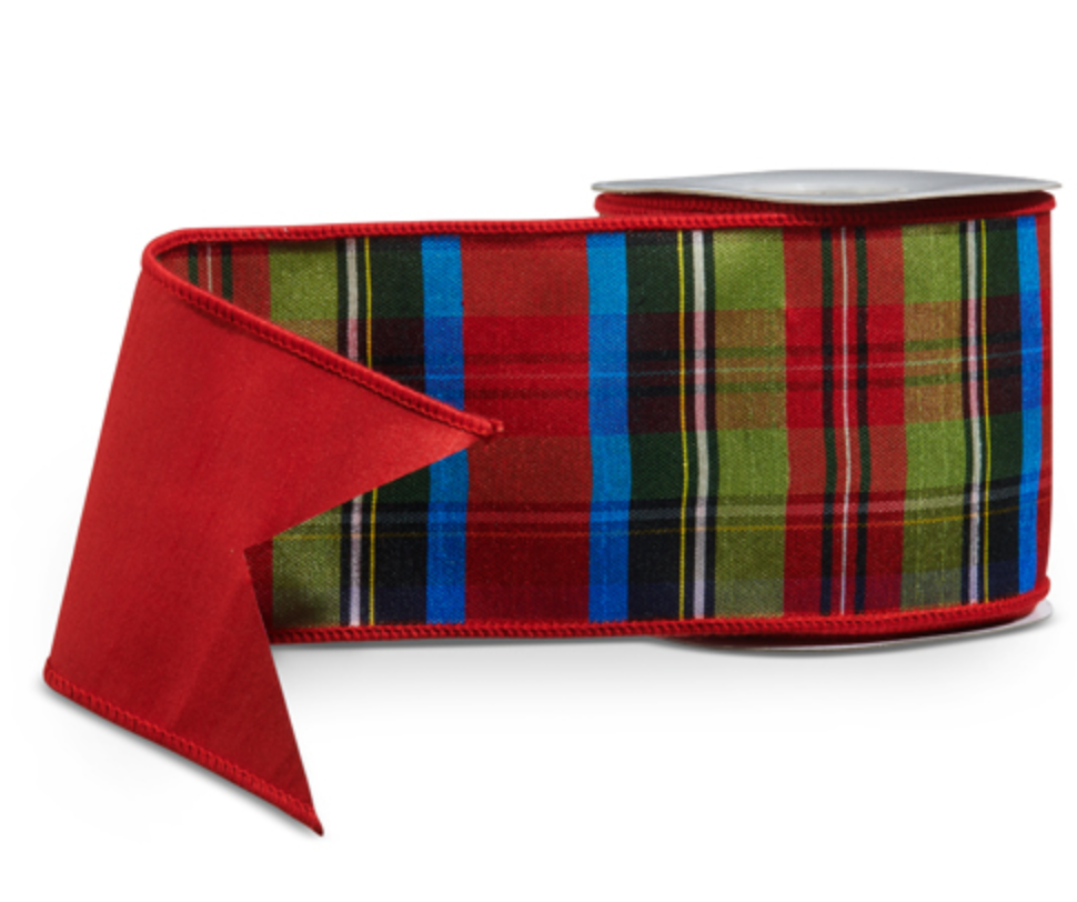 4"x10 YDS PLAID WIRED RIBBON