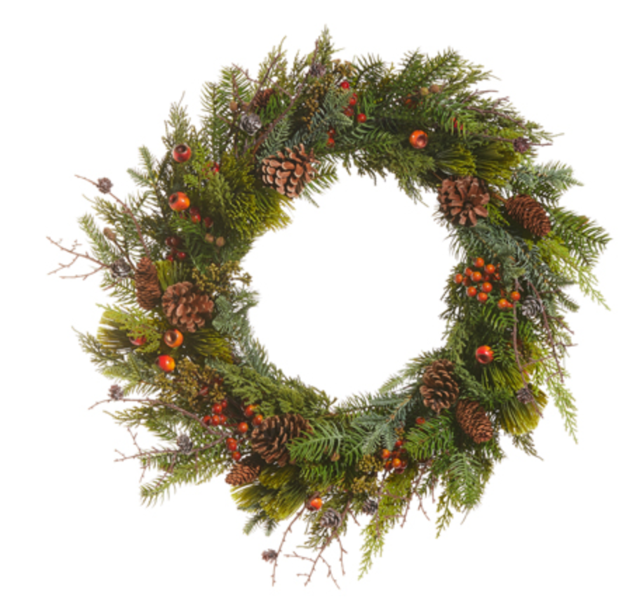 24" BERRY & POD WREATH