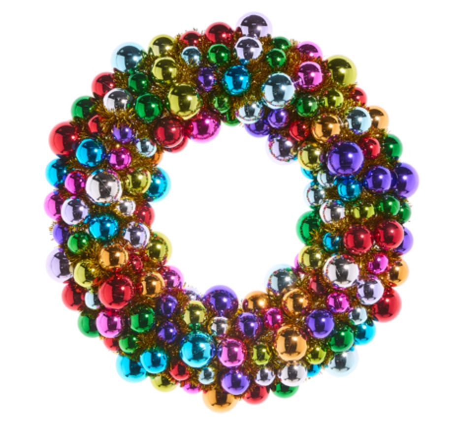 24" MULTICOLOR BALL ORNAMENT WREATH