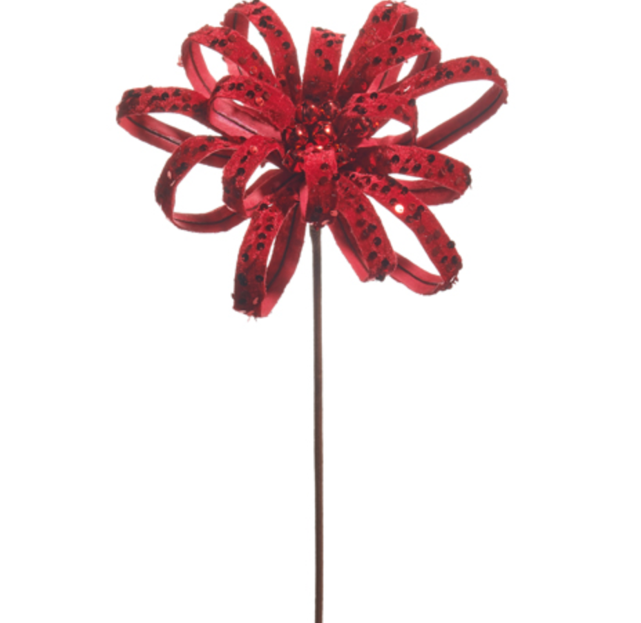 22" RED GLITTER BOW PICK