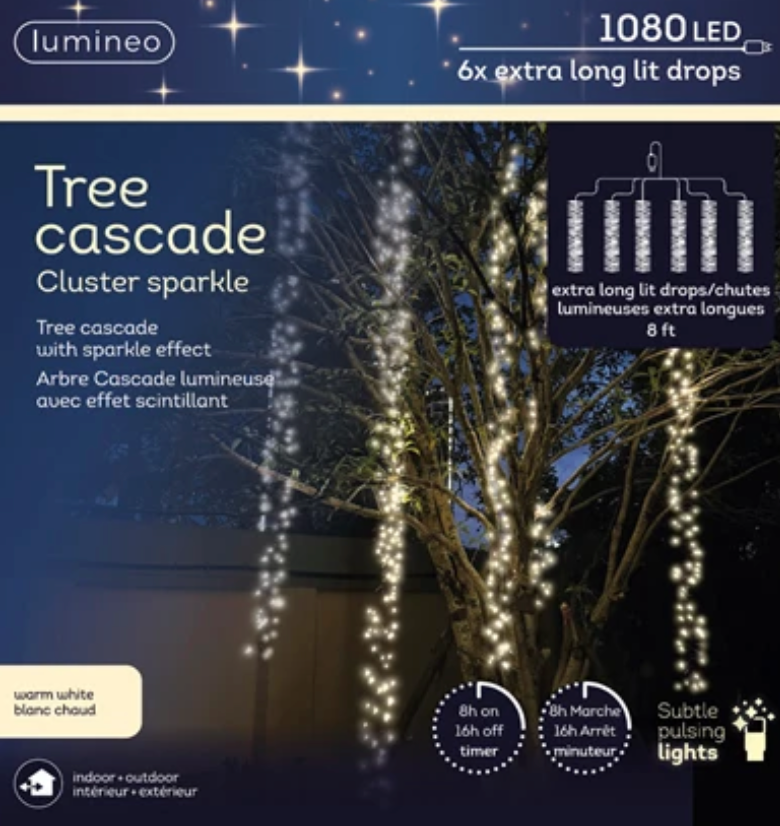LED TREE CASCADE CLUSTER SPARKLE LIGHTS-1080 LED