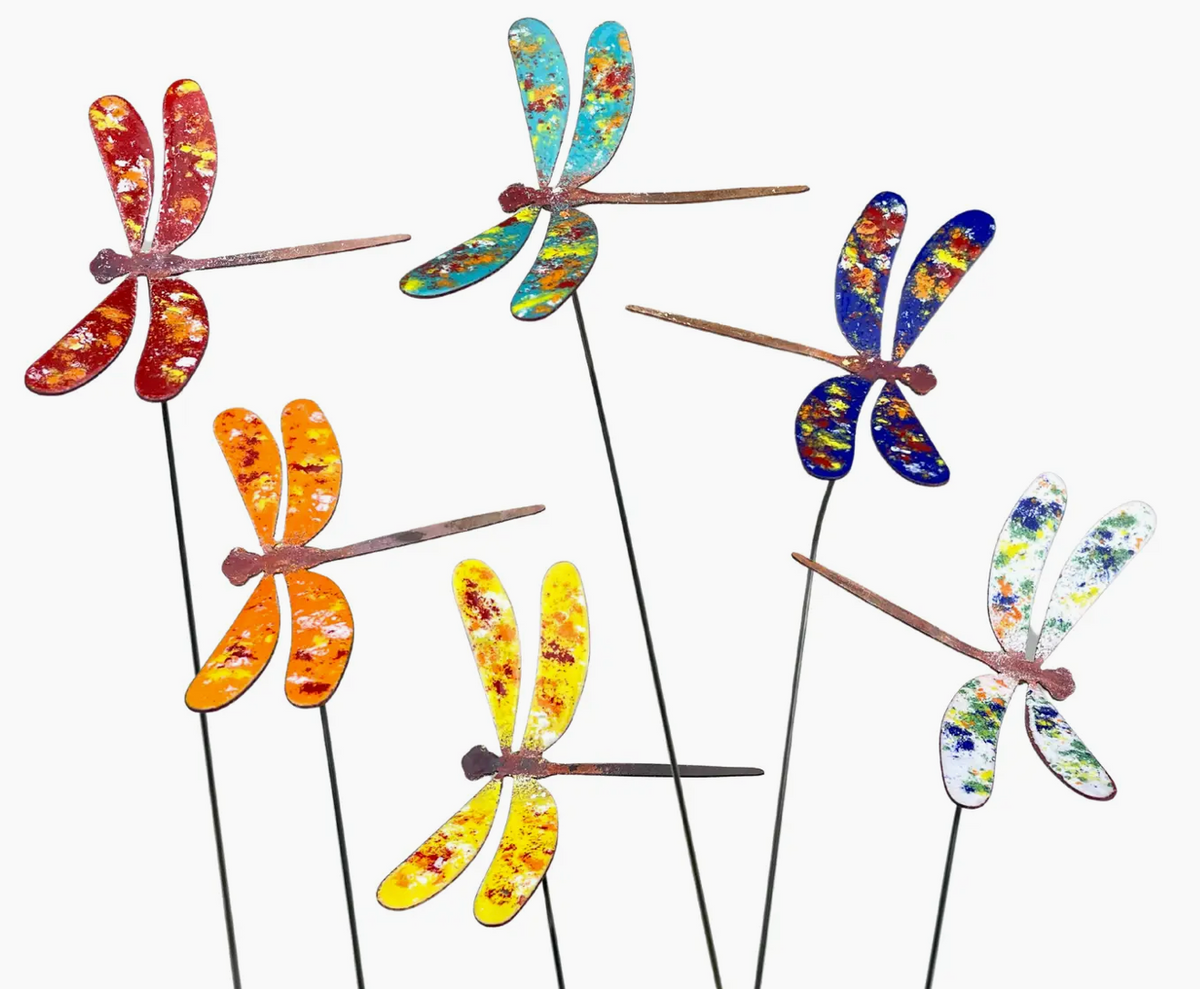 SMALL ENAMELED COPPER DRAGONFLY PICK