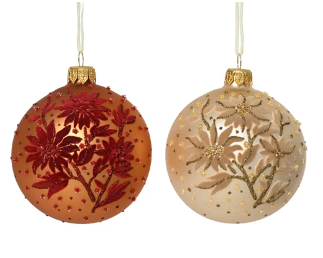 VINTAGE FLOWER BAUBLES S/6