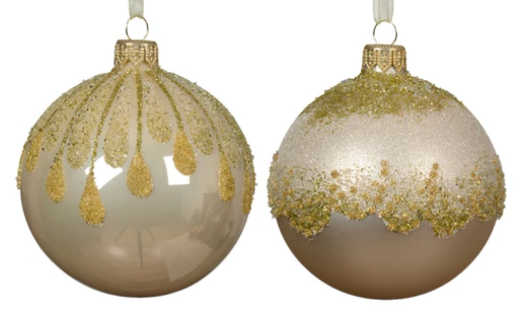 GOLD GLITTER BAUBLES S/6