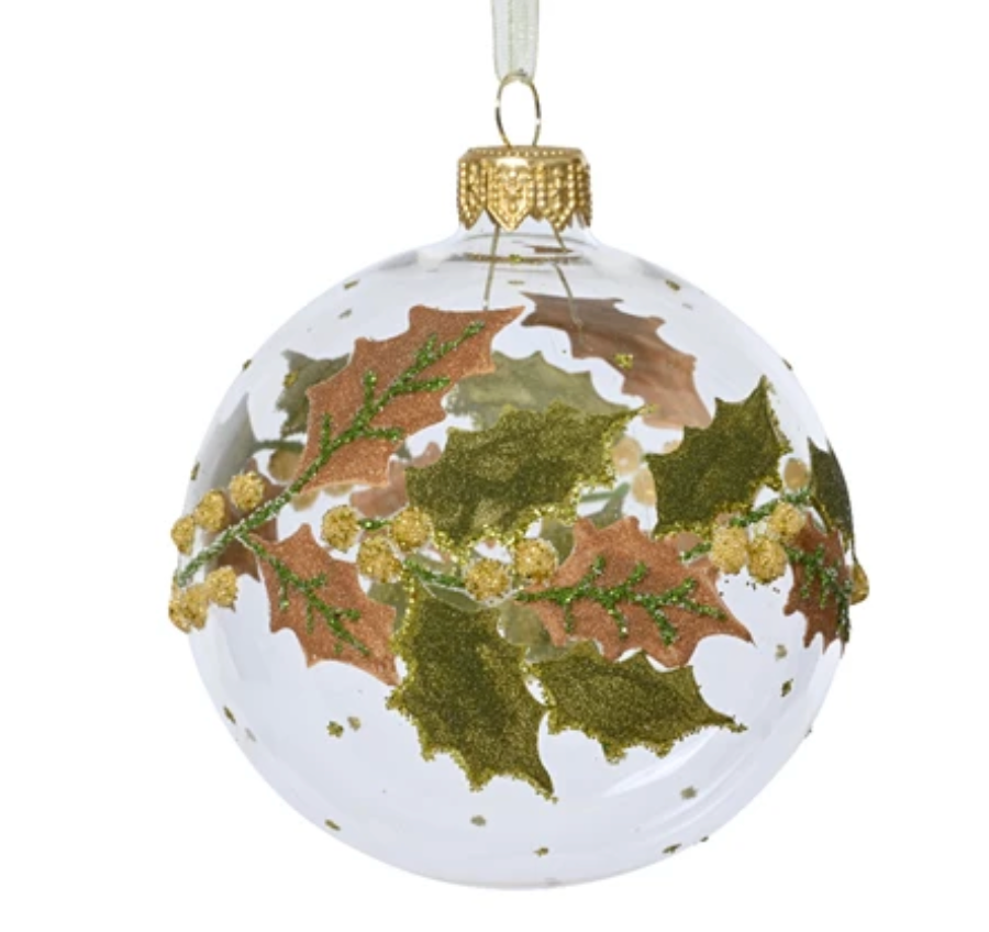 LEAF GLASS BAUBLE SET OF 6