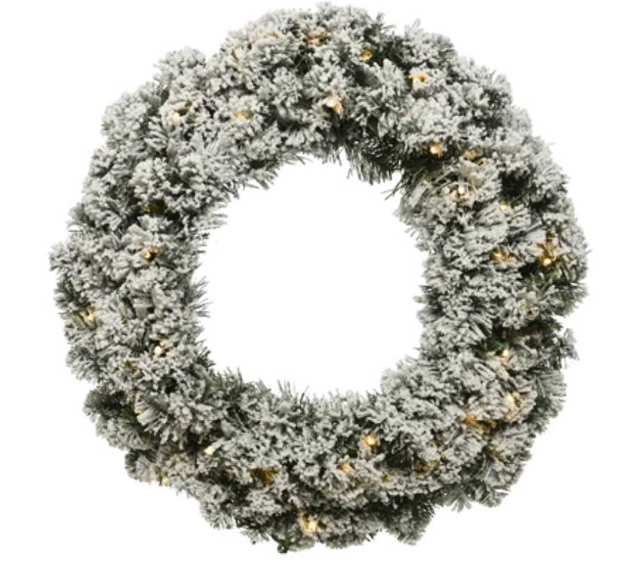 SNOWY LED BATTERY WREATH