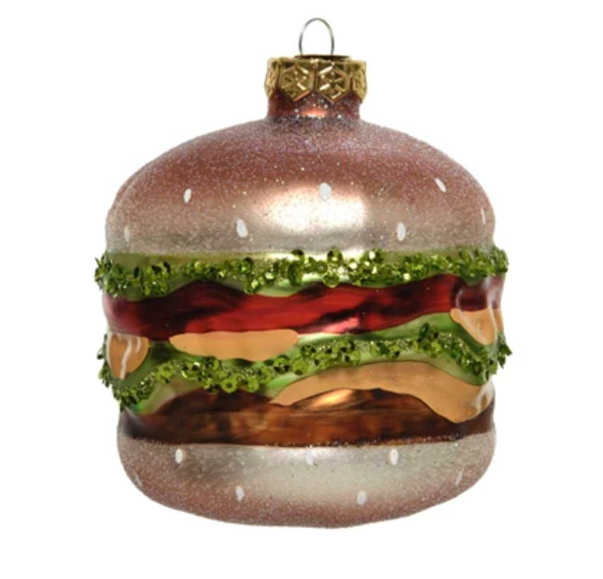 GLASS HAMBURGER ORNAMENT