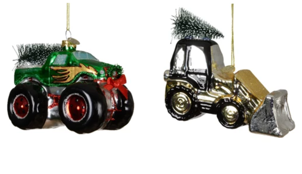 CARS W/TREES ORNAMENT SET