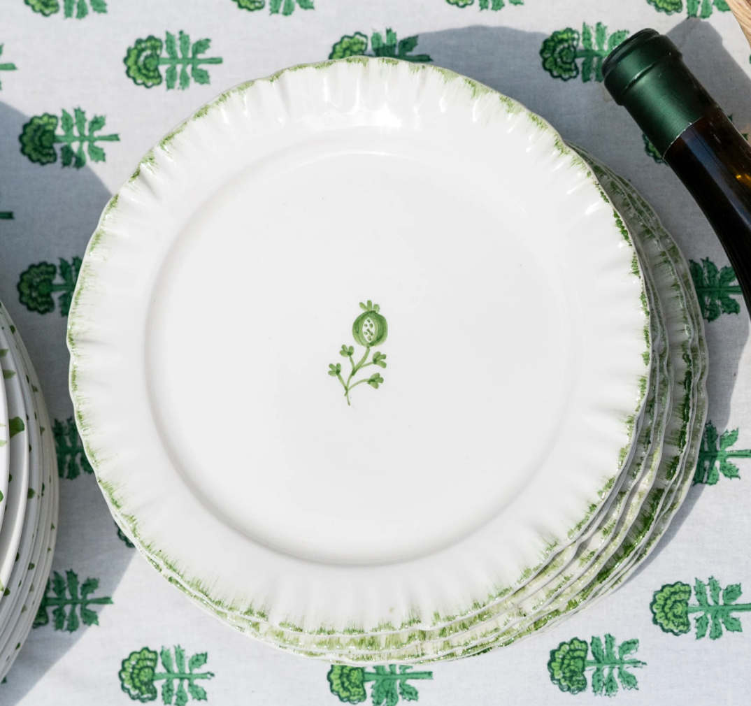 RUFFLED GREEN SALAD PLATE SET OF 4