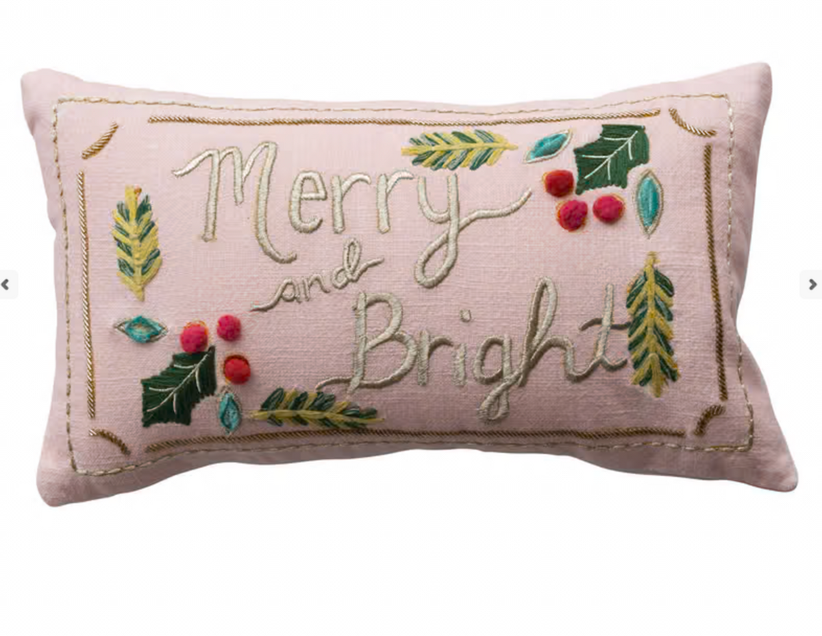 "MERRY & BRIGHT" COTTON LUMBAR PILLOW