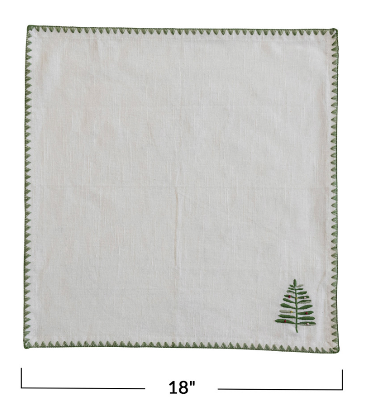 EMBROIDERED TREE NAPKIN SET OF 4