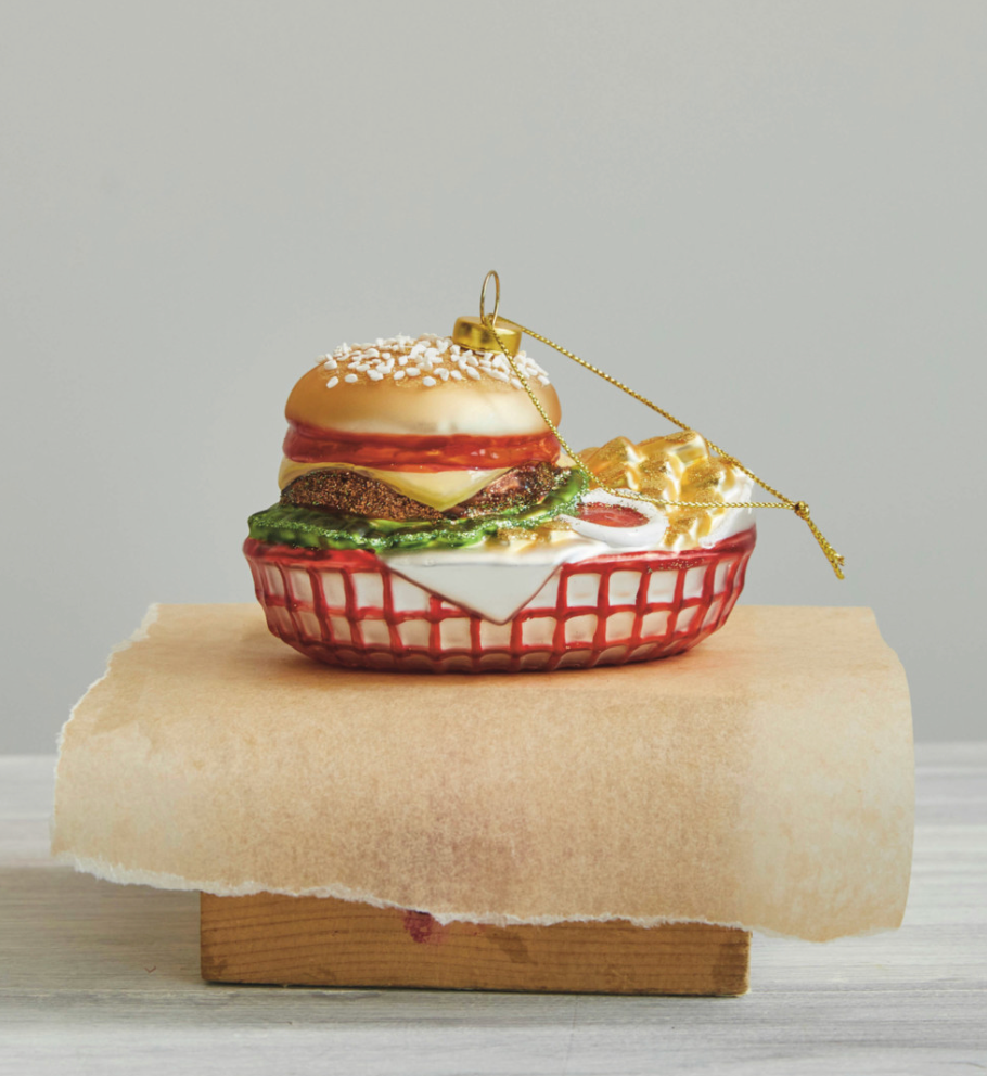 GLASS BURGER & FRIES ORNAMENT