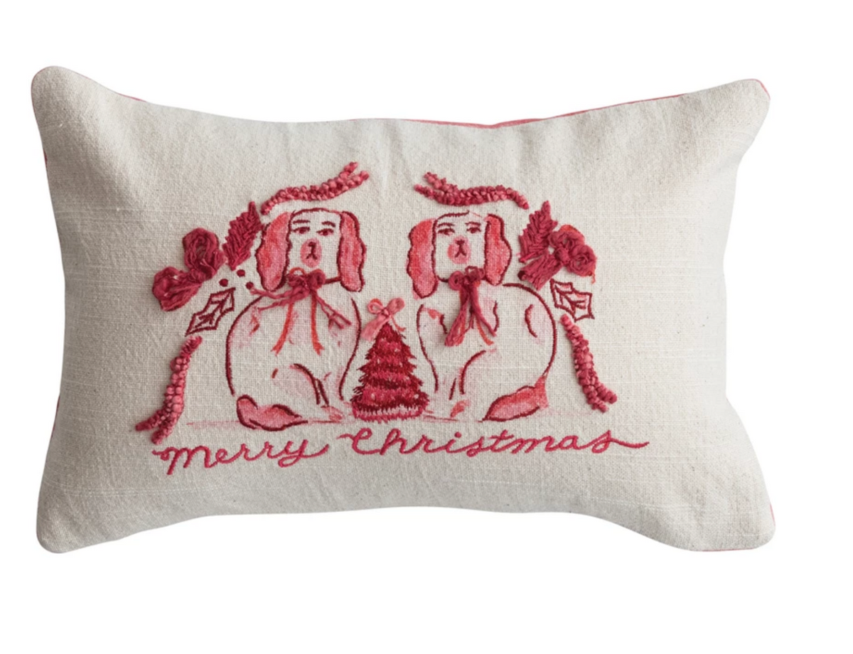 STAFFORDSHIRE DOG CHRISTMAS PILLOW