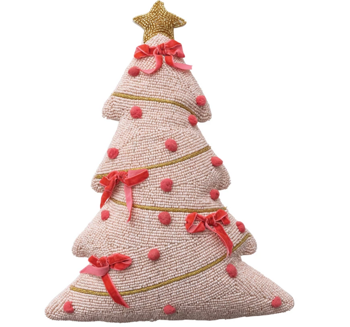 PINK BEADED TREE PILLOW