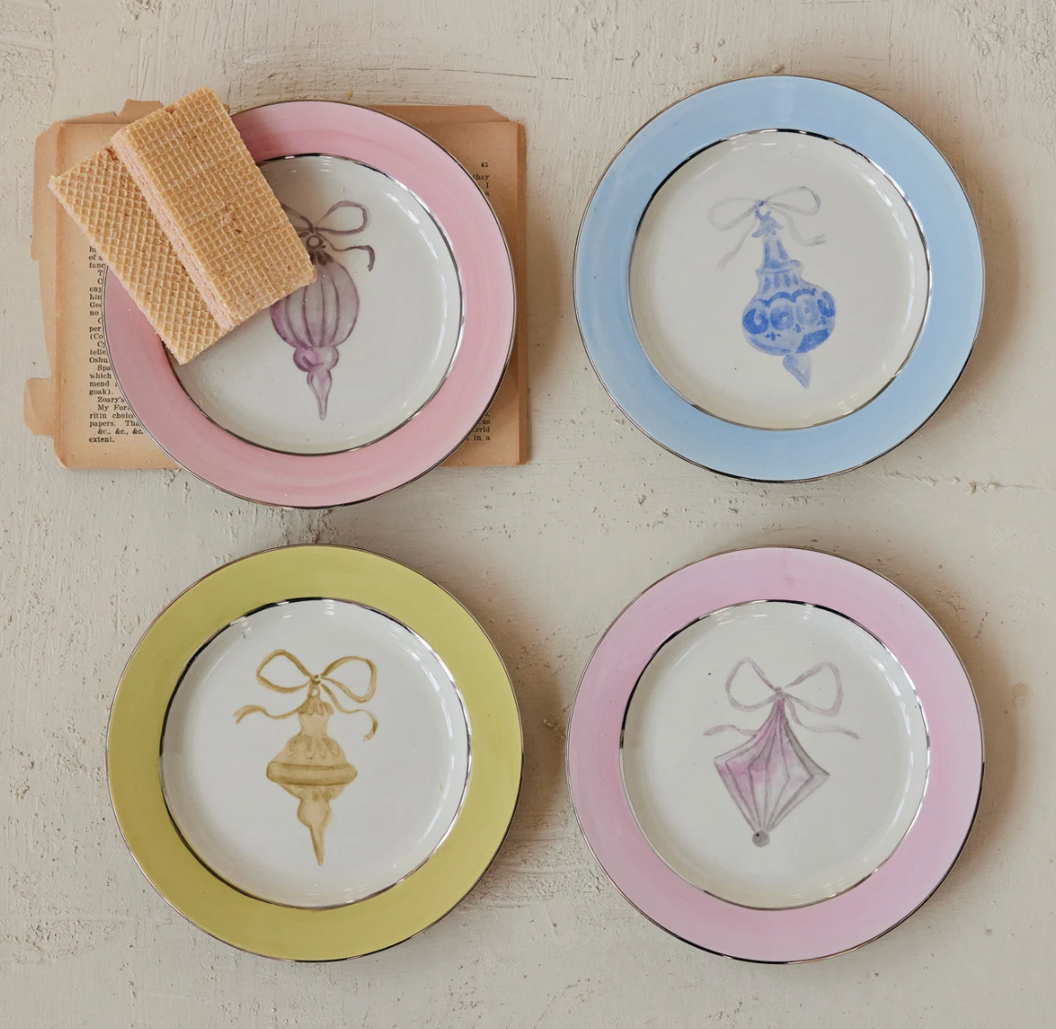 STONEWARE APPETIZER PLATE SET OF 4