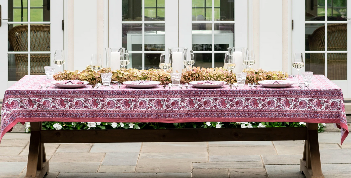 BOHEMIAN FLORAL DUSTY ROSE TABLECLOTH