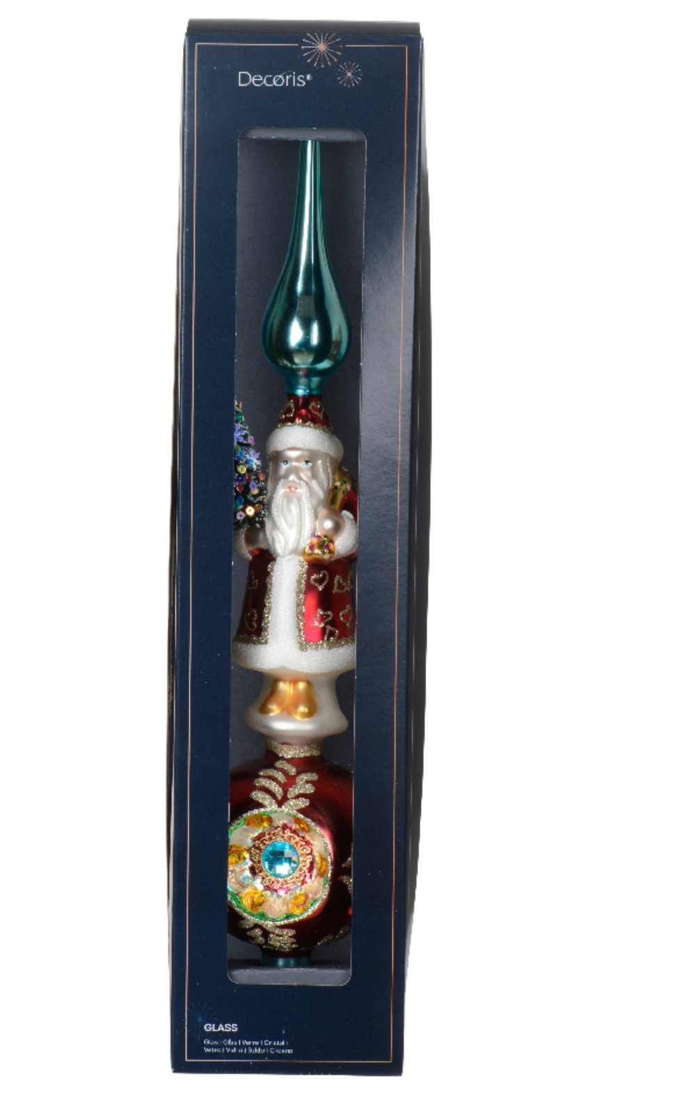 GLASS SANTA TREETOPPER