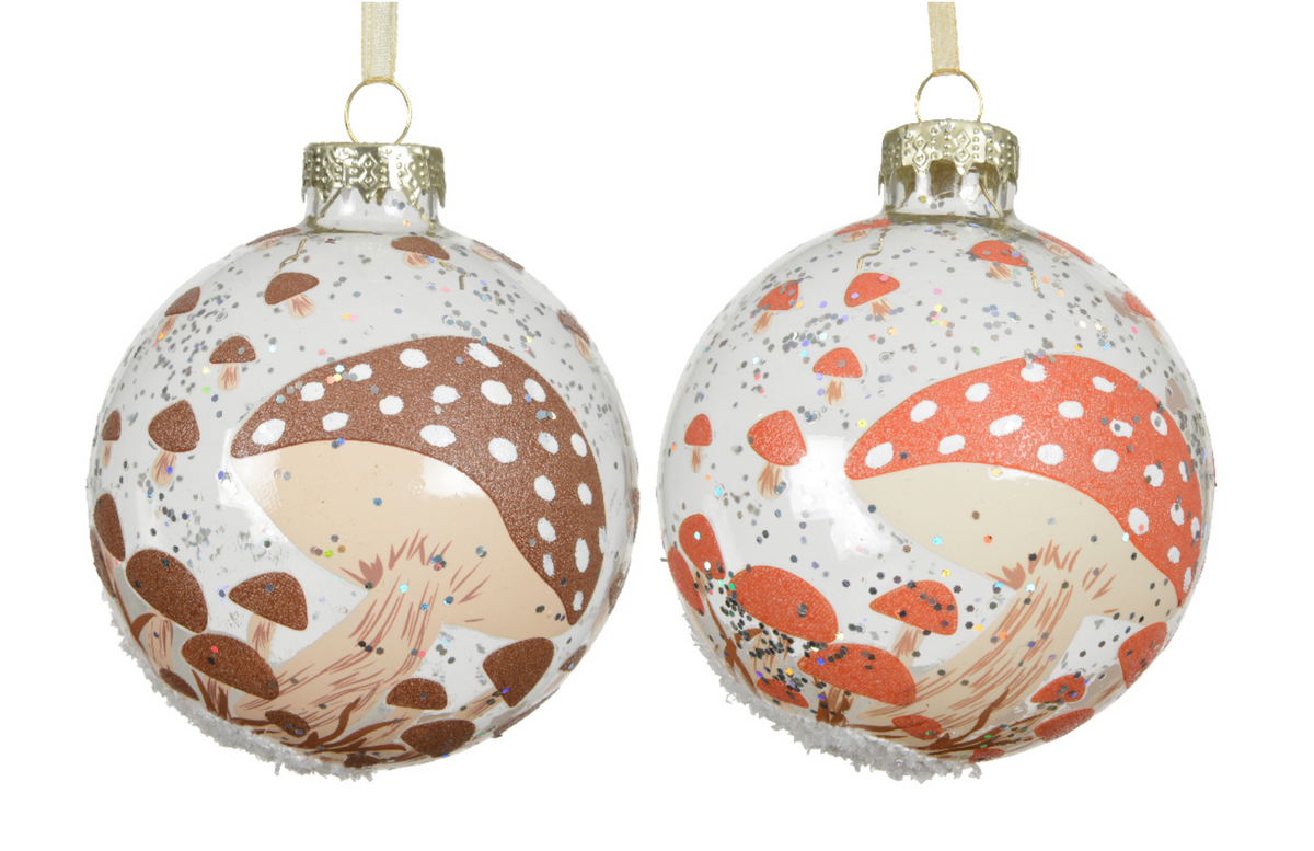 BAUBLE MUSHROOM GLASS ORNAMENT (ASSORTED SET OF 12)