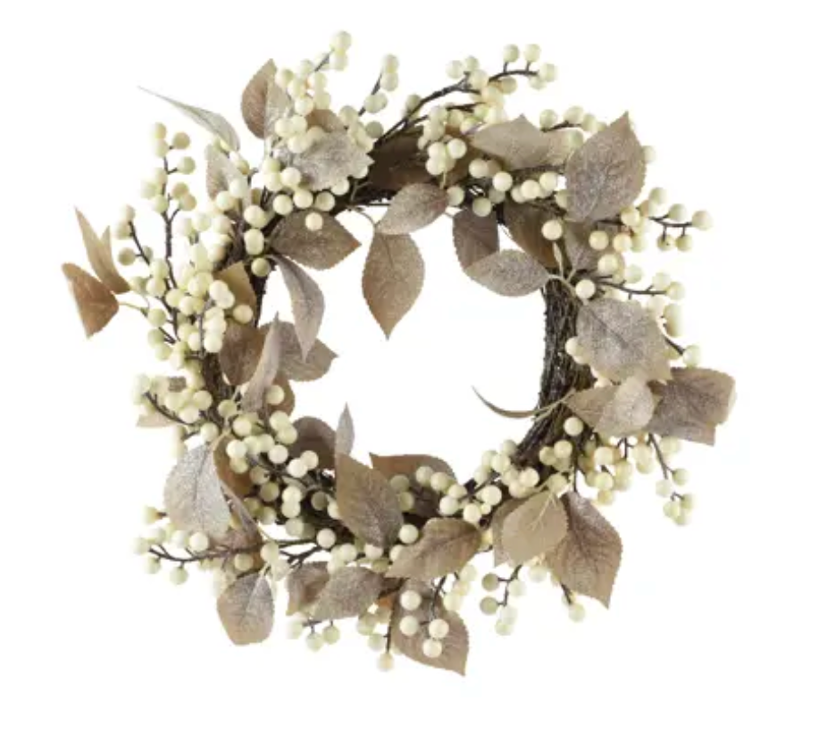 WHITE BERRY WREATH-15"