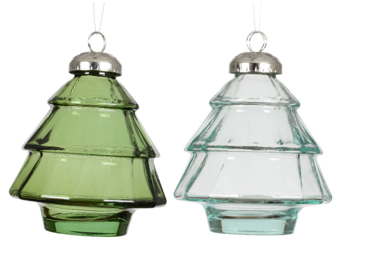 GLASS TREE ORNAMENT SET OF 2