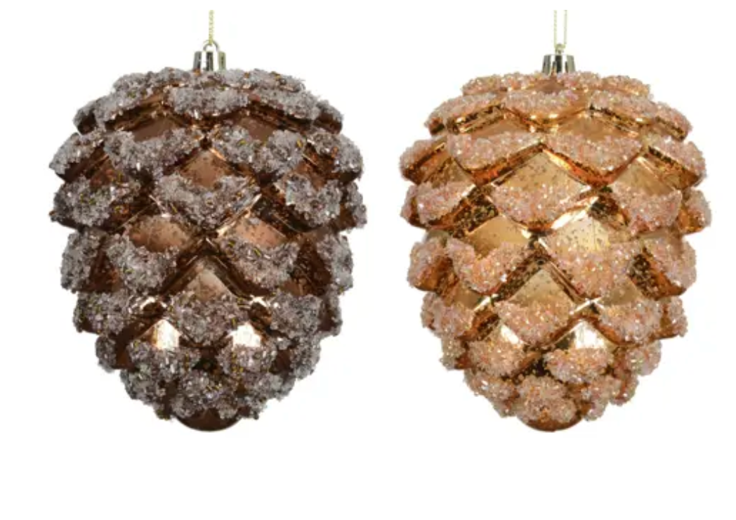 PINECONE POLYSTYRENE ORNAMENT SET OF 2