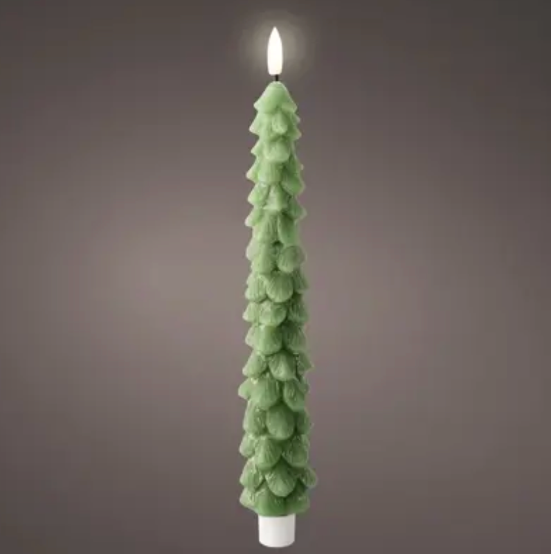 LED WICK DINNER TREE CANDLE-GREEN