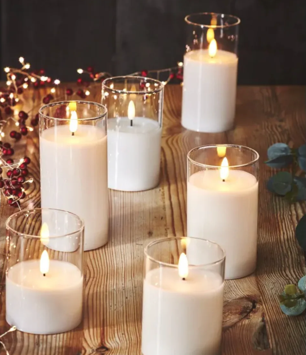 LED GLASS CANDLES-SET OF 3
