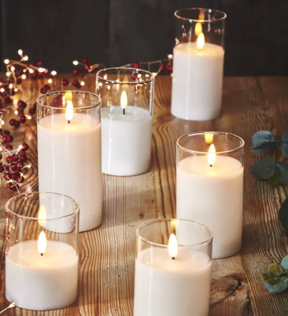 LED GLASS CANDLES-SET OF 3