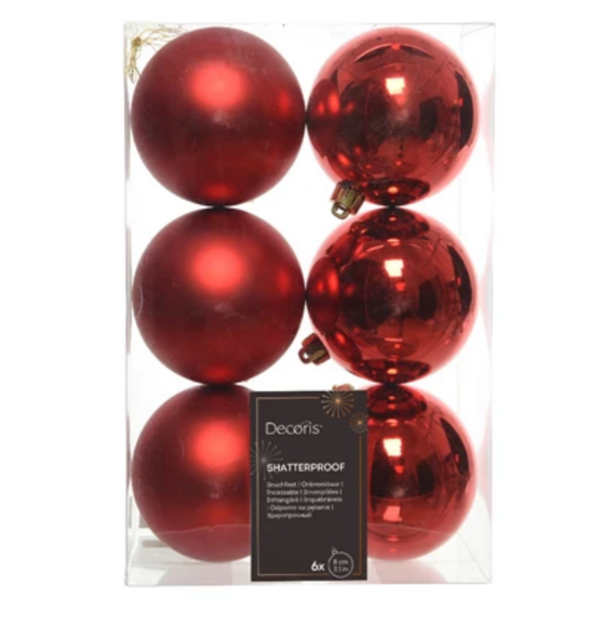 CHRISTMAS RED SHATTERPROOF BAUBLES