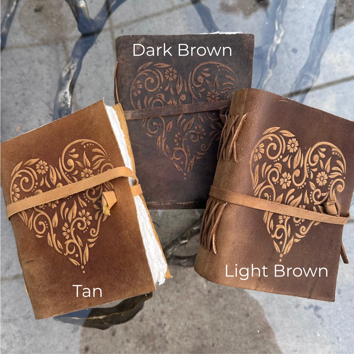 HEART HAND BOUND JOURNALS W/ HANDMADE PAPER