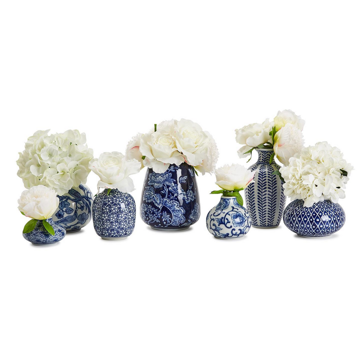 BLUE & WHITE VASE SET OF 7
