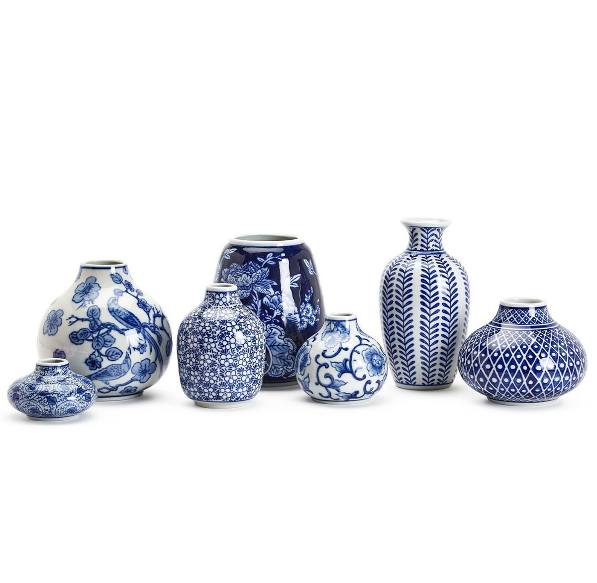 BLUE & WHITE VASE SET OF 7