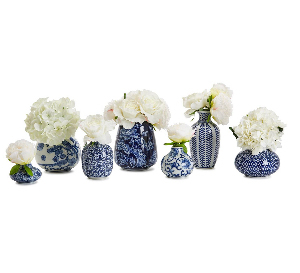 BLUE & WHITE VASE SET OF 7
