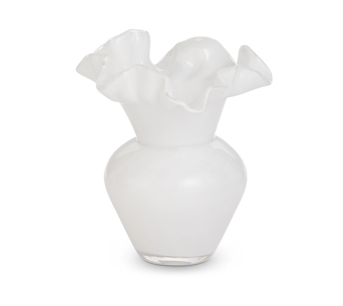 8” WHITE RUFFLE VASE